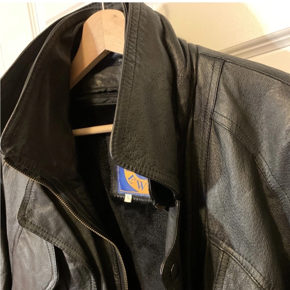 Vtg club new era Men's sz XL Black Leather Jacket